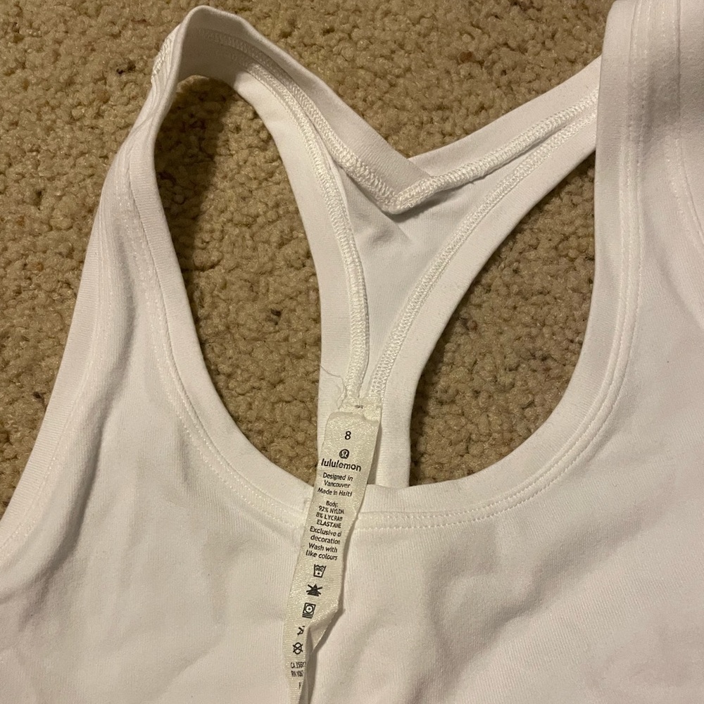 Lulu Lemon Size 8 White Tank Top